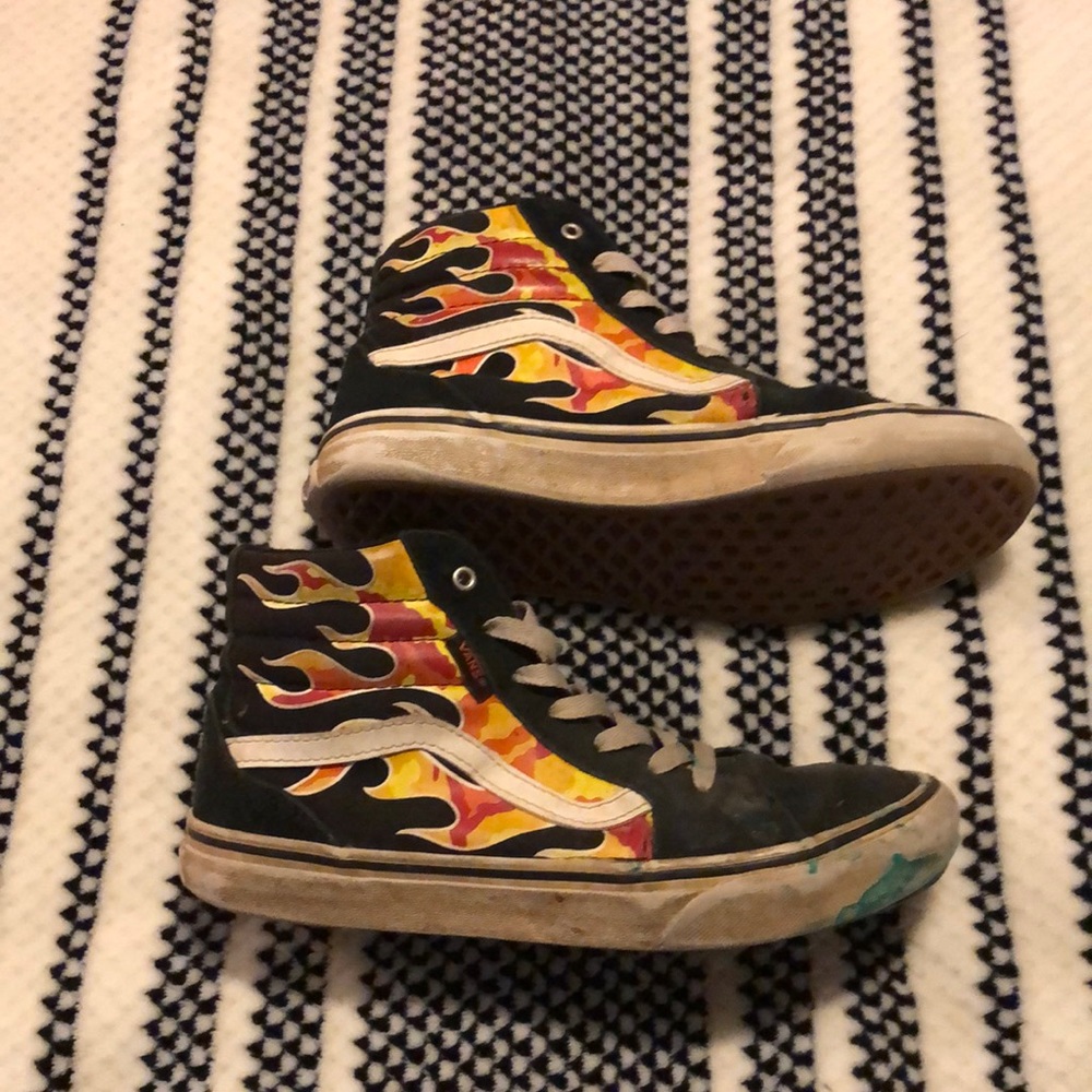 Kids Vans flames high tops